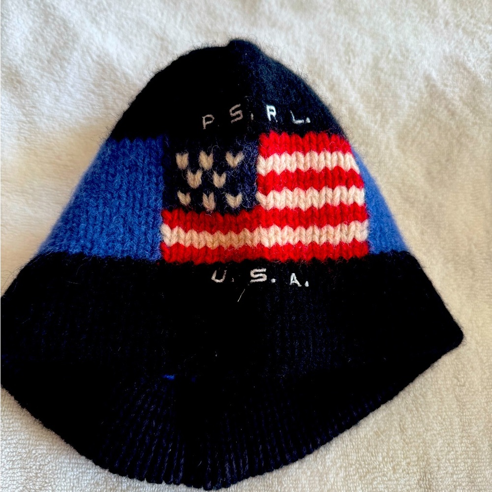 Ralph Lauren Polo Sport hand knit wool Nordic style beanie - USA Flag